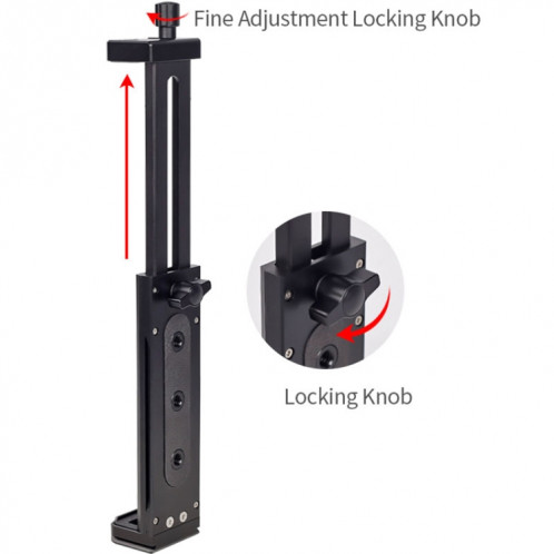 Xiletu Xj15 Live Broadcast Desktop Full Metal Tripod Mount Tablet Pc Phone Clamp avec trous de vis de 1/4 pouce et base de chaussure froide (gris argenté) SX101A1117-012