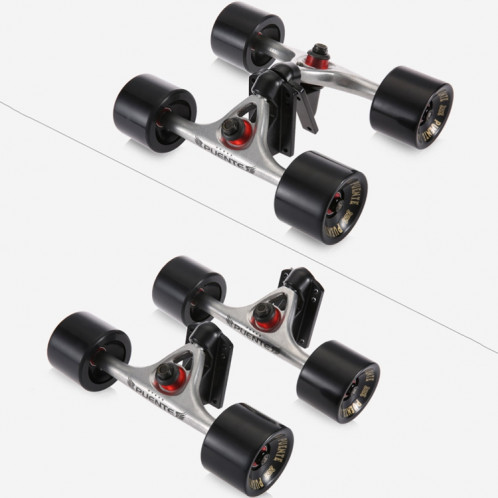 PUENTE 7 pouces Skateboard P Bridge (support) + roues de skateboard 70 x 51 mm + roulement ABEC-9 + support joint en caoutchouc + petit pont ensemble de combinaison de clous (noir et rouge) SP601D182-08