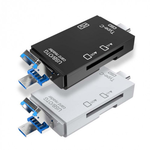 2 PCS type C & Micro USB et USB 2.0 3 ports 1 multi-fonction lecteur de carte, support U disque / TF / SD (Noir) SH201A1499-09