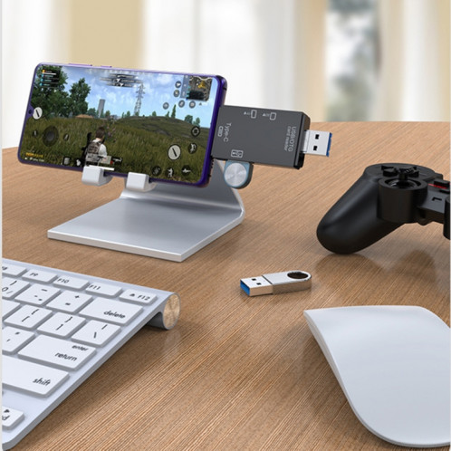 2 PCS type C & Micro USB et USB 2.0 3 ports 1 multi-fonction lecteur de carte, support U disque / TF / SD (Blanc) SH201B159-09