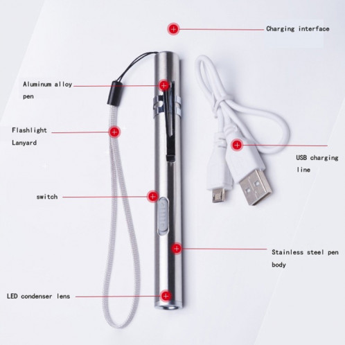 Stylo design usb lampe de poche rechargeable puissante mini lampe led SH55131501-07