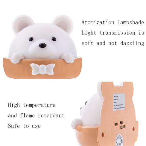 Lampe murale de protection des yeux de chevet avec télécommande pour ours avec 3 modes d'éclairage, style: rechargeable SH0002919-08