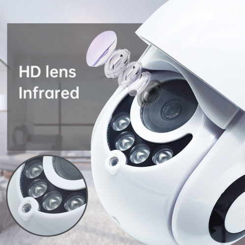 OU-A1IN PTZ contrôle 355 degrés de rotation infrarouge WiFi caméra dôme intelligente, moniteur d'interphone vocal bidirectionnel (prise ue) SH901B1511-014