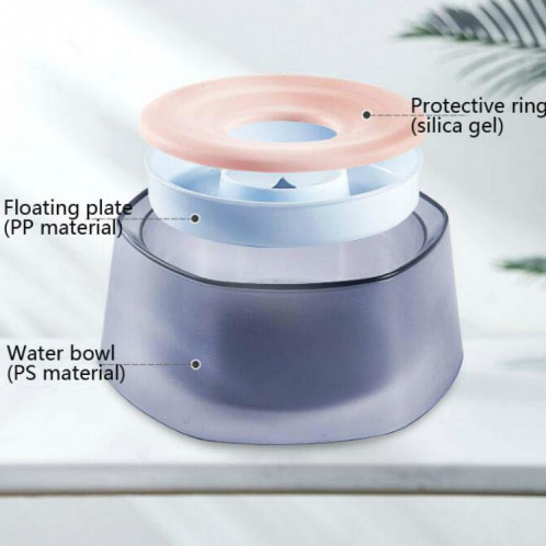 Buvette de flottabilité pour animaux de compagnie Eau anti-éclaboussures pour chiens et chats Bol d'eau potable (rose) SH401A1560-07
