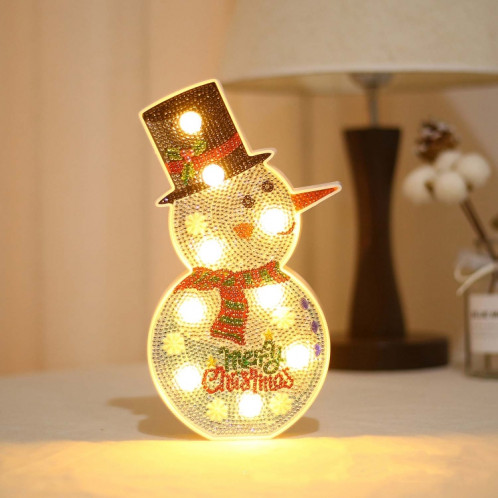 DIY Diamant Peinture LED Night Light Sticking Diamond Décoration De Noël Lampe De Table (Bonhomme De Neige) SH501B22-04