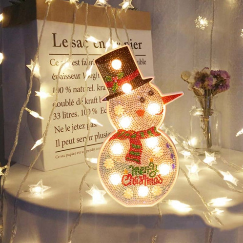 DIY Diamant Peinture LED Night Light Sticking Diamond Décoration De Noël Lampe De Table (Bonhomme De Neige) SH501B22-04