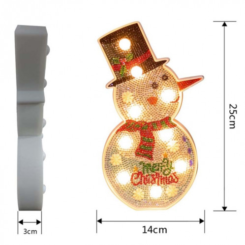DIY Diamant Peinture LED Night Light Sticking Diamond Décoration De Noël Lampe De Table (Bonhomme De Neige) SH501B22-04