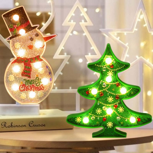 DIY Diamant Peinture LED Night Light Sticking Diamond Décoration De Noël Lampe De Table (Bonhomme De Neige) SH501B22-04