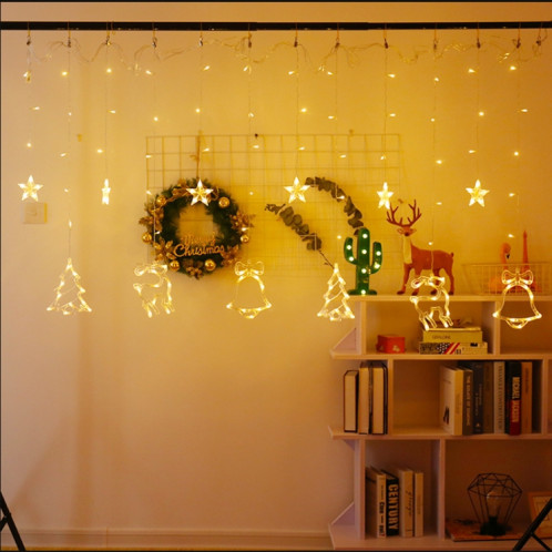 LED rideaux lumières Décoration de Noël de Bell et Deer Guirlandes, Alimentation: USB & Battery Box (lumière blanche chaude) SH702A764-05