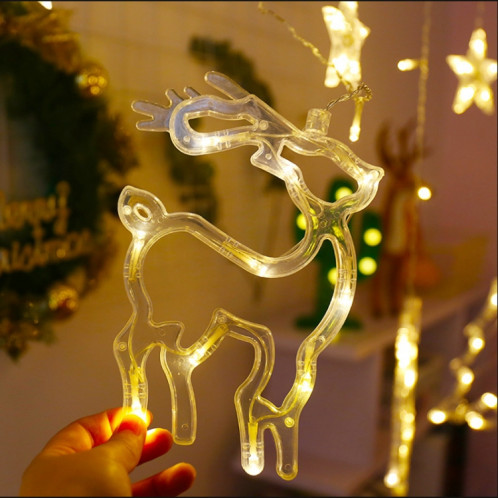 LED rideaux lumières Décoration de Noël de Bell et Deer Guirlandes, Alimentation: USB & Battery Box (lumière blanche chaude) SH702A764-05