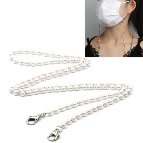 5 PCS Mask Lanyard Handmade Crystal Bead Chain Anti-Drop Hanging Glasses Chain, Couleur: Blanc SH1004989-06