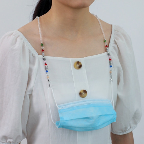 Collier de lanière de masque de 5 pièces, perle à facettes transparente, chaîne de masque anti-perdu rétro SH20261936-05