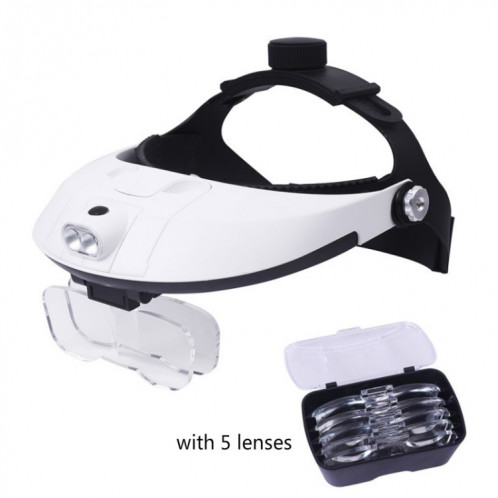 La loupe de lecture et de réparation des personnes âgées avec 2 lampes LED loupe HD montée sur la tête SH3793528-05