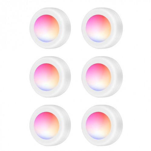 6 PCS / Set 16 couleurs RVB LED veilleuse stroboscopique atmosphère Pat lumière télécommande armoire avec 2 télécommandes SH5766469-010