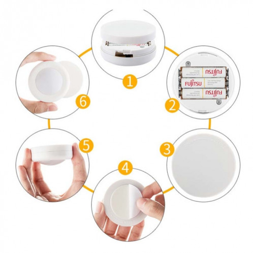 6 PCS / Set 16 couleurs RVB LED veilleuse stroboscopique atmosphère Pat lumière télécommande armoire avec 2 télécommandes SH5766469-010
