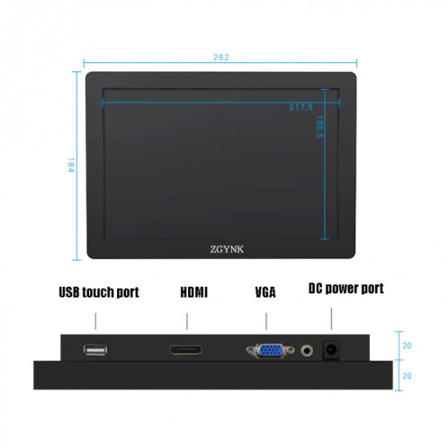 Écran industriel à affichage intégré ZGYNK KQ101 HD, taille: 10 pouces, style: résistif SZ06031025-010