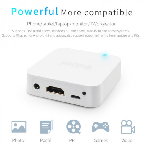 Dispositif d'affichage multimédia de voiture MiraScreen Dongle Audio Vidéo Miracast WiFi Boîte miroir, support Android et IOS, AV et HDTV Ports SH6725994-010