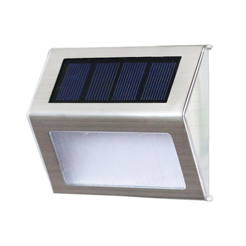2PCS Solaire En Acier Inoxydable 3 LED Lampe Murale D'escalier Extérieur Jardin Clôture Lumière (Lumière Chaude) SH801B1647-08