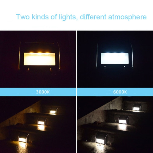 2PCS Solaire En Acier Inoxydable 3 LED Lampe Murale D'escalier Extérieur Jardin Clôture Lumière (Lumière Blanche) SH801A1573-08