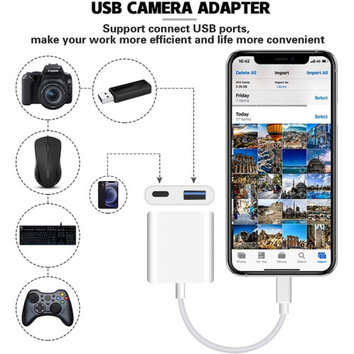 8 broches vers USB2.0 + 8 broches interface OTG Sdapter, prise en charge du système IOS 13 (mise à niveau) SH601A31-07