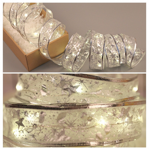 4m 40LEDs cadeau décoration ruban guirlande lumineuse LED fil de cuivre ruban arbre de noël haut bowknot lumière (lumière blanche chaude) SH401A1133-05