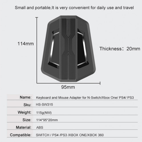 Convertisseur de clavier et de souris pour PS4 / Switch / PS4 Pro / XBOX ONE (modèles audio pris en charge) SH601B255-012