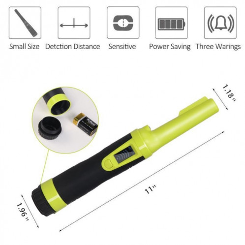 Tige de positionnement en métal d'affichage à cristaux liquides de détecteur de métaux étanche portable HS-10 (vert fluorescent) SH101B342-07
