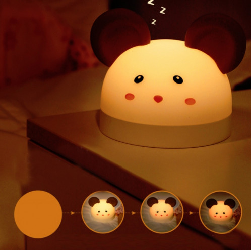 Veilleuse en silicone souris mignonne avec fonction réveil électronique chevet lampe de bureau de sommeil horloge d'apprentissage SH47841223-07