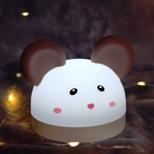 Veilleuse en silicone souris mignonne avec fonction réveil électronique chevet lampe de bureau de sommeil horloge d'apprentissage SH47841223-07