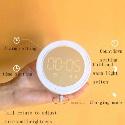 Veilleuse en silicone souris mignonne avec fonction réveil électronique chevet lampe de bureau de sommeil horloge d'apprentissage SH47841223-07