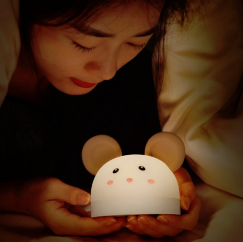 Veilleuse en silicone souris mignonne avec fonction réveil électronique chevet lampe de bureau de sommeil horloge d'apprentissage SH47841223-07