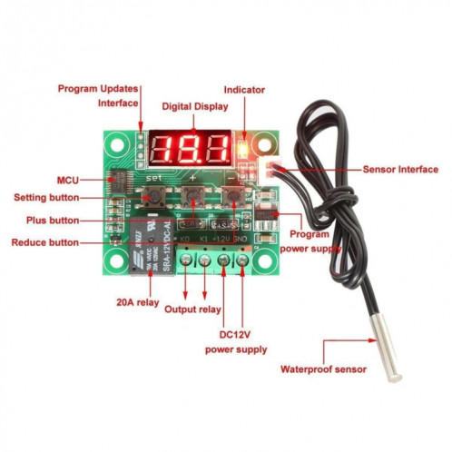 XH-W1209 Interrupteur marche / arrêt de contrôleur de thermomètre de thermostat de température de refroidissement / chaleur numérique SH35581266-06