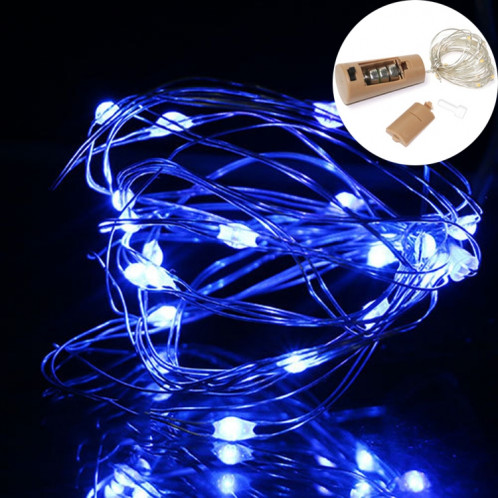 10 pièces LED bouteille de vin liège fil de cuivre guirlande lumineuse IP44 lampe de décoration de vacances étanche, style: 2m 20LEDs (lumière bleue) SH902F890-06