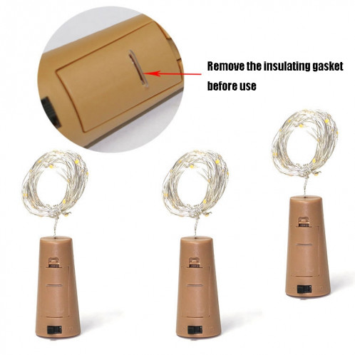10 pièces Guirlande LED pour bouteille fil de cuivre IP44 lampe de décoration étanche: 2m 20 LEDs (lumière blanche) SH902B1730-06
