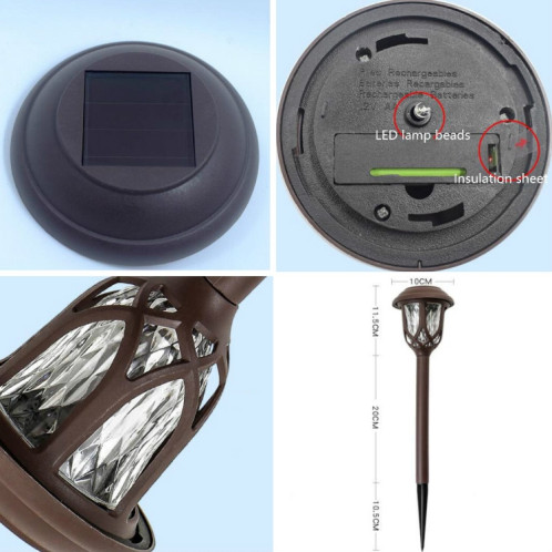 Solaire extérieur jardin pelouse réverbère jardin LED paysage décoratif lumière Villa Ground Plug Light (lumière colorée) SH601C437-09