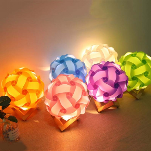 Lampe de décoration de chambre romantique de chevet de chambre créative USB ronde avec base en bois, style: Kit de matériel de bricolage (rose) SH001A42-06