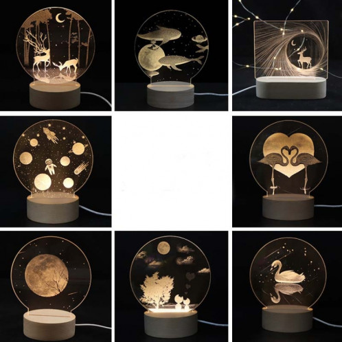 Atmosphère 3D Décorative Lumière Acrylique Intérieur Sculpté LED Veilleuse Lampe De Table Fille Créative (Cerf) SH401C1540-05