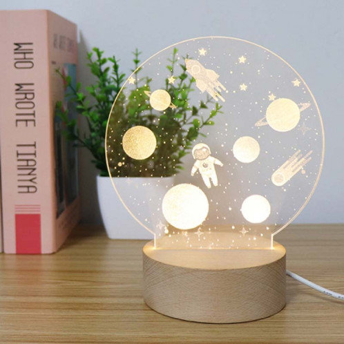 Atmosphère 3D lumière décorative acrylique intérieur sculpté LED veilleuse lampe de table fille créative (astronaute de bande dessinée) SH401D975-05
