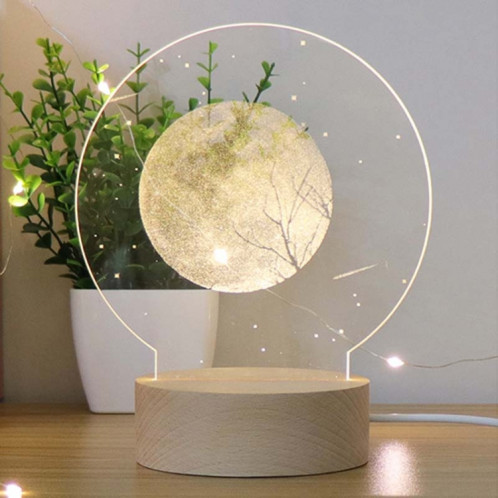 Atmosphère 3D Lumière Décorative Acrylique Intérieur Sculpté LED Night Light Lampe de Table Fille Créative (Pleine Lune) SH401G1837-05