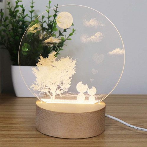 Atmosphère 3D Lumière Décorative Acrylique Intérieur Sculpté LED Veilleuse Lampe De Table Fille Créative (Chat Arbre) SH401H919-05
