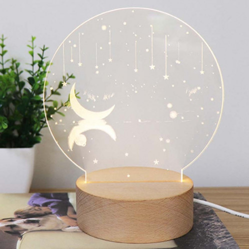 3D Atmosphère Lumière Décorative Acrylique Intérieur Sculpté LED Night Light Lampe De Table Fille Créative (Étoiles Et Lune) SH401J1927-05