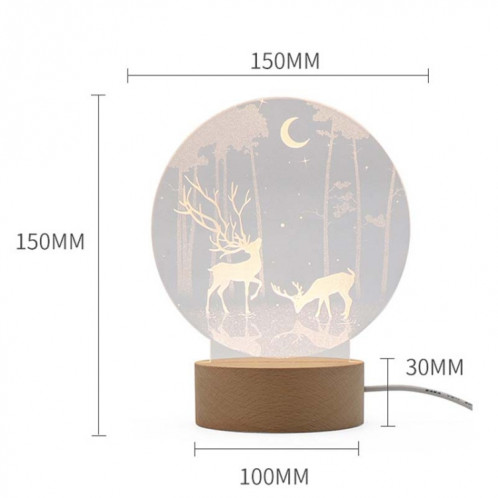 Atmosphère 3D Lumière Décorative Acrylique Intérieur Sculpté LED Night Light Lampe de Table Fille Créative (Pleine Lune) SH401G1837-05