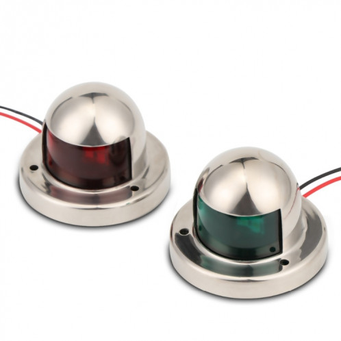 1 Paire de feux de navigation à LED en acier inoxydable rouge-vert pour feux de signalisation de bateaux à voile marins, DC 12V SH48541345-06