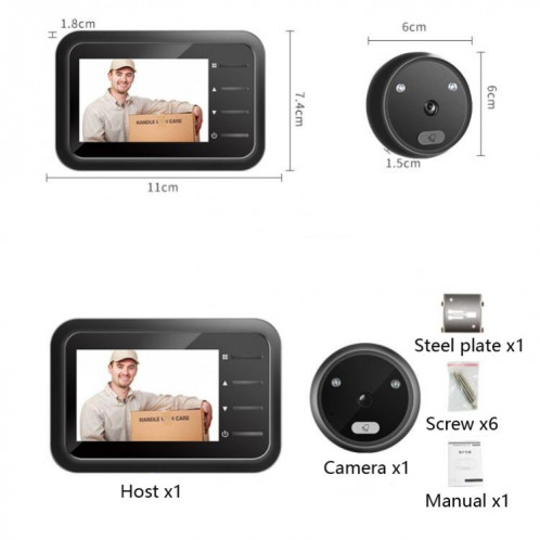 ASY-99 Sonnette vidéo électronique à domicile intelligent Cat Eye haute définition 2,4 pouces SH9400495-07