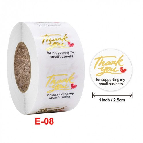3 PCS Transparent Dorure Merci Cuisson Autocollant Enveloppe Autocollant D'étanchéité Cadeau Décoration Étiquette, Taille: 2.5 cm / 1 pouce (E-08) SH901A1269-05
