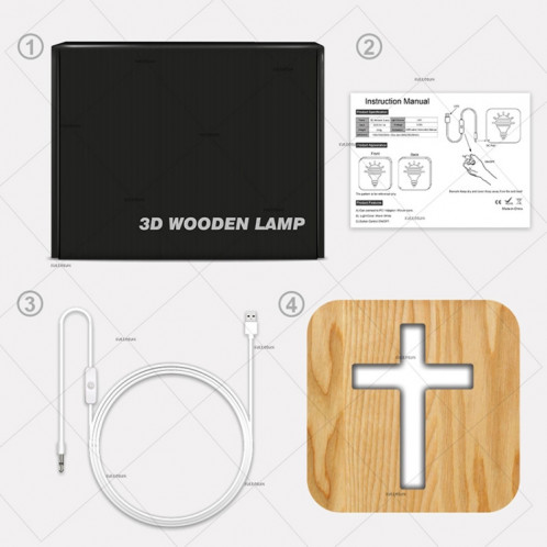 Lampe de table artisanale en pin croisé 2.5W Veilleuse LED en bois (lumière blanche chaude) SH101A69-05