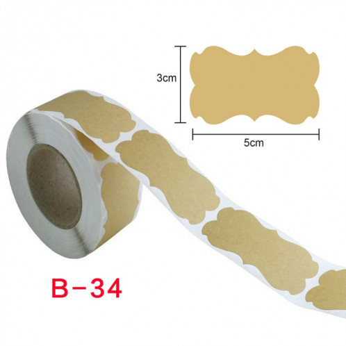 3 pièces d'autocollant d'étiquette de décoration de cadeau de papier kraft brun naturel, taille: 3 x 5 cm (B-34) SH301A996-05
