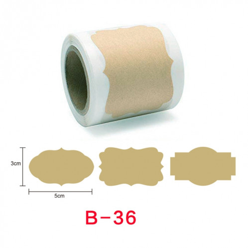 3 pièces d'autocollant d'étiquette de décoration de cadeau de papier kraft brun naturel, taille: 3 x 5 cm (B-36) SH301C1127-05