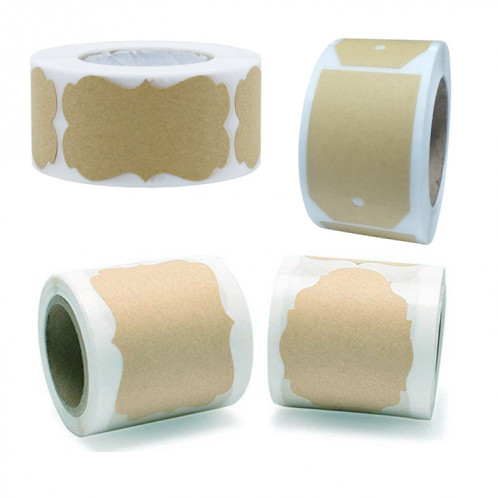 3 pièces d'autocollant d'étiquette de décoration de cadeau de papier kraft brun naturel, taille: 3 x 5 cm (B-34) SH301A996-05