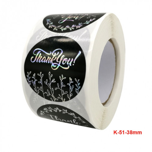 Fournitures d'emballage de boutique Autocollants laser argentés arc-en-ciel ronds, taille: 3,8 cm / 1,5 pouces (K-51-38mm) SH601A1543-06